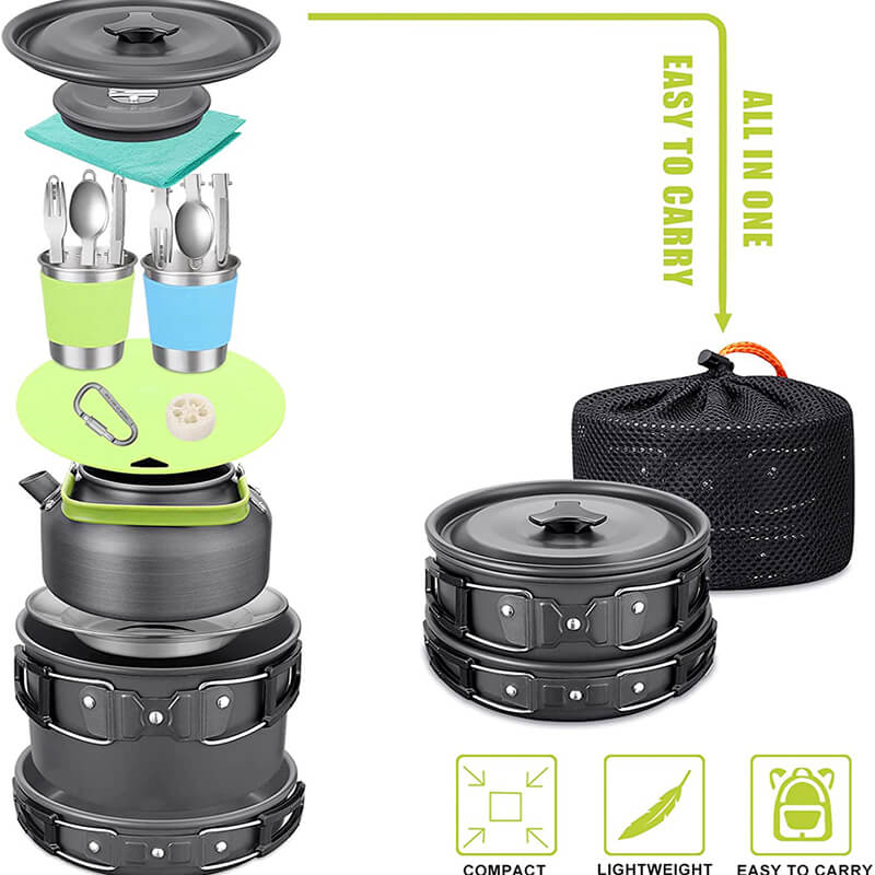 Hard anodized aluminum outdoor tableware set