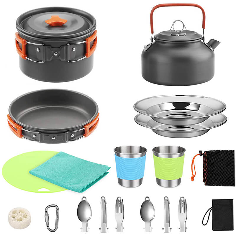 Hard anodized aluminum outdoor tableware set 30823211 - orange