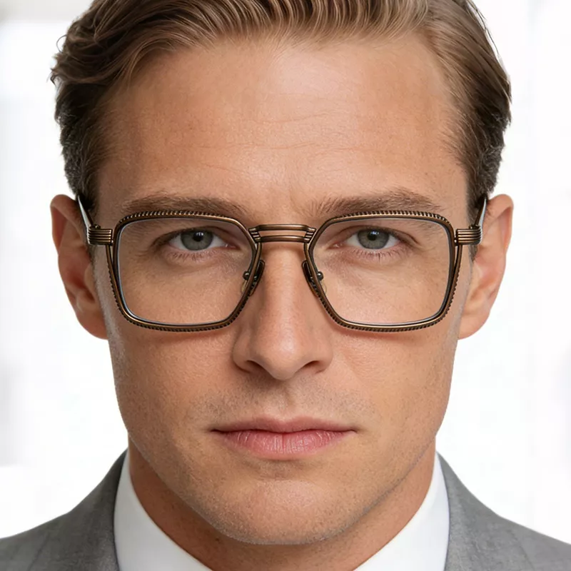 Ultra-light retro pure titanium frame DTX125 brown-05