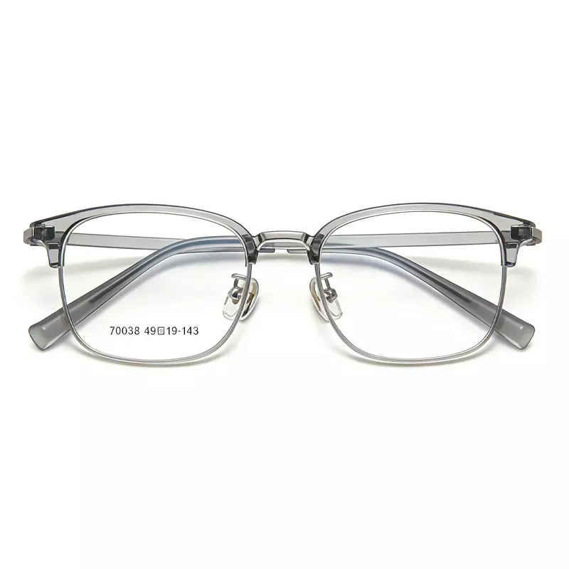 Ultra-Light Retro TR Eyeglass Frames Y70038C-Clear Gray