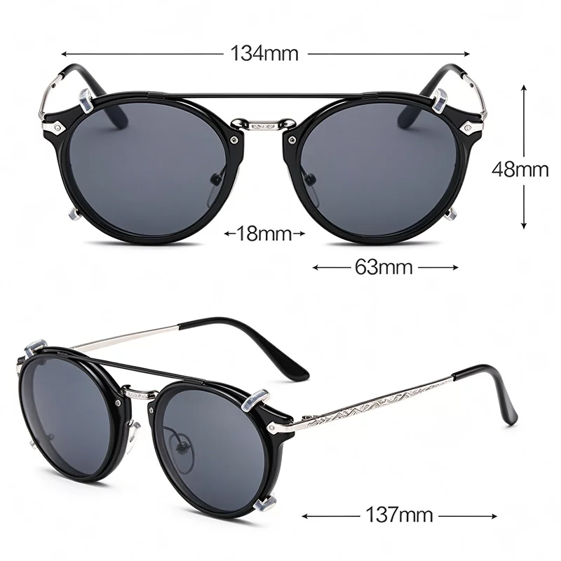 Round Clip On Sunglasses ZN4009