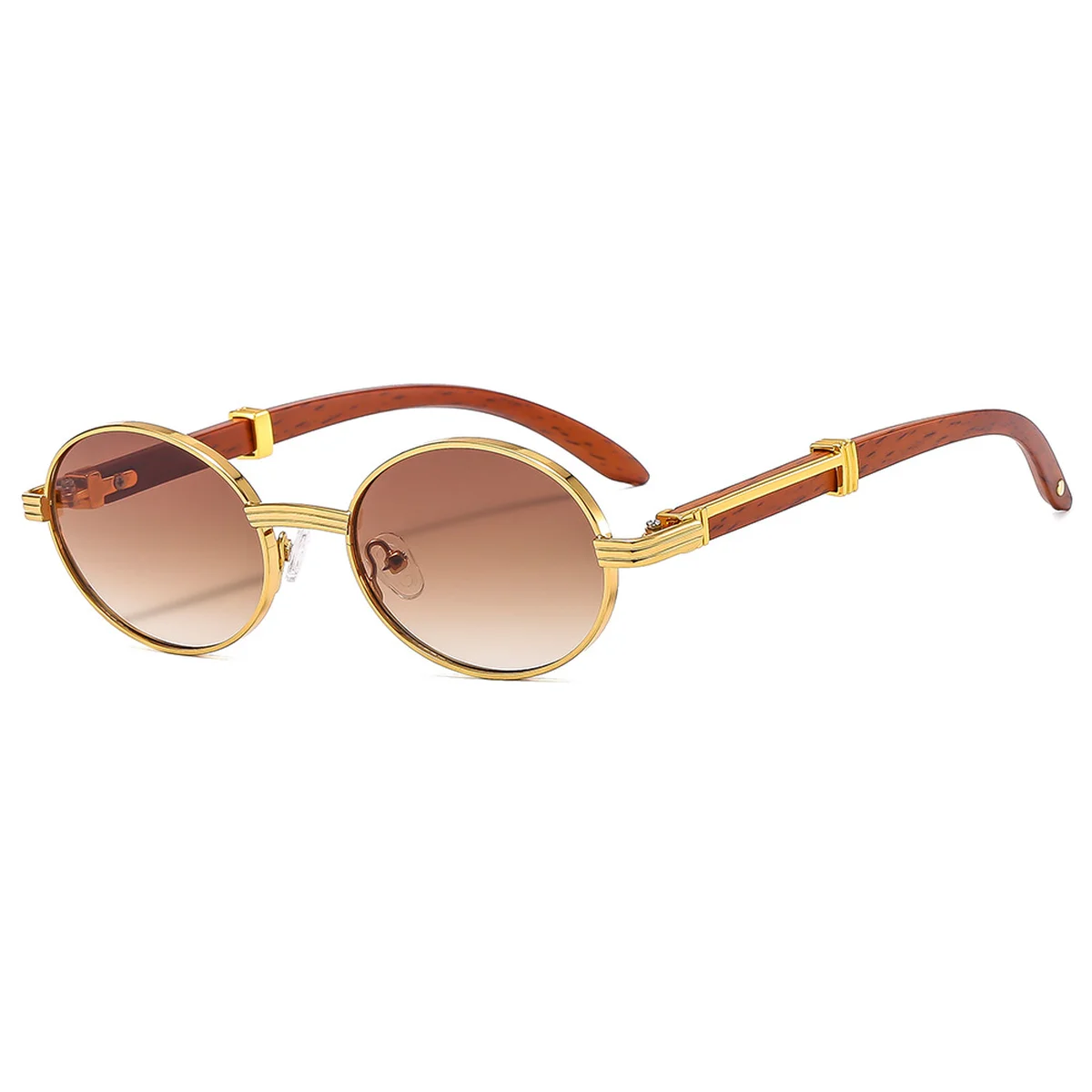 Wood-Tone Oval Sunglasses ZN4146